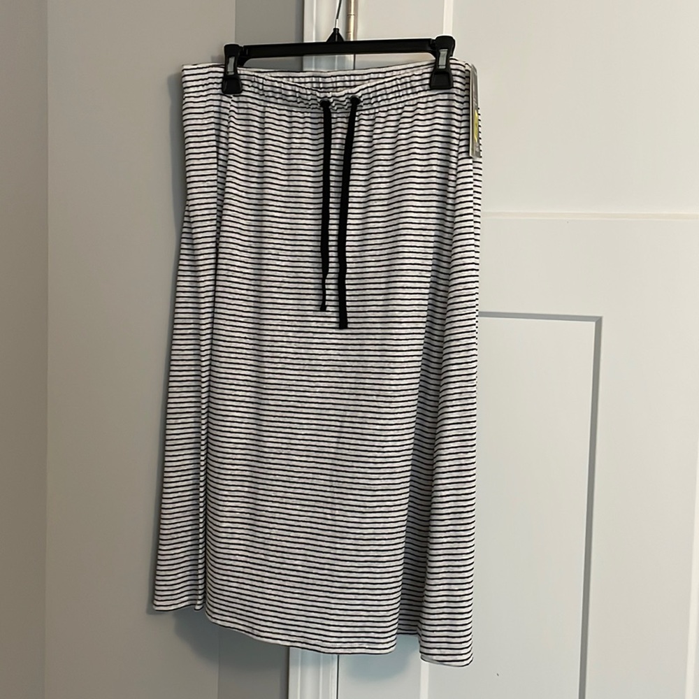 Womens Eileen Fisher striped skirt linen Sz L